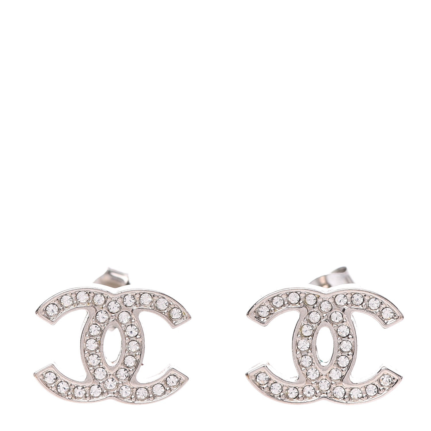 Chanel Crystal CC Earrings Silver 1 of 4