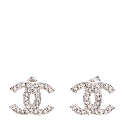 Chanel Crystal CC Earrings Silver 1 of 4