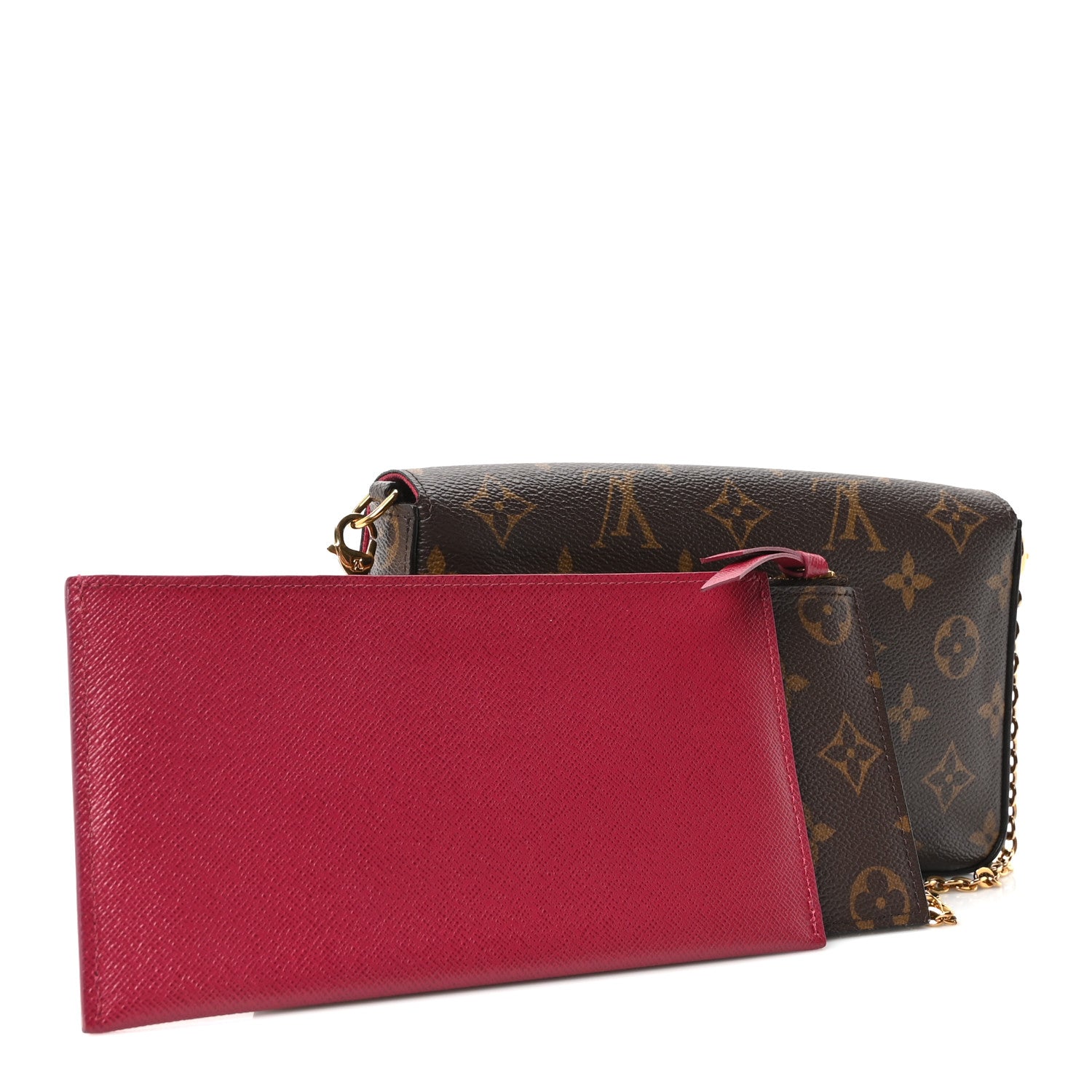 Louis Vuitton Monogram Pochette Felicie Chain Wallet Fuchsia 4 of 11