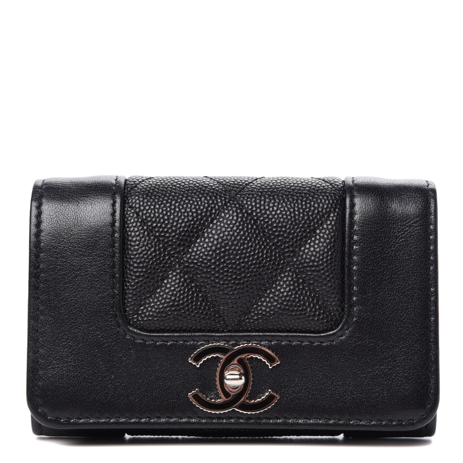 Chanel Caviar Quilted Vintage Mademoiselle Flap Card Holder Black 1 of 9