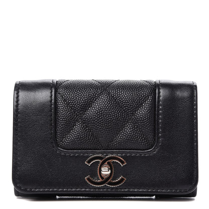 Chanel Caviar Quilted Vintage Mademoiselle Flap Card Holder Black 1 of 9