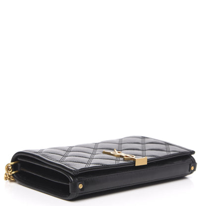 Saint Laurent Lambskin Diamond Quilted Becky Chain Wallet Black 4 of 10