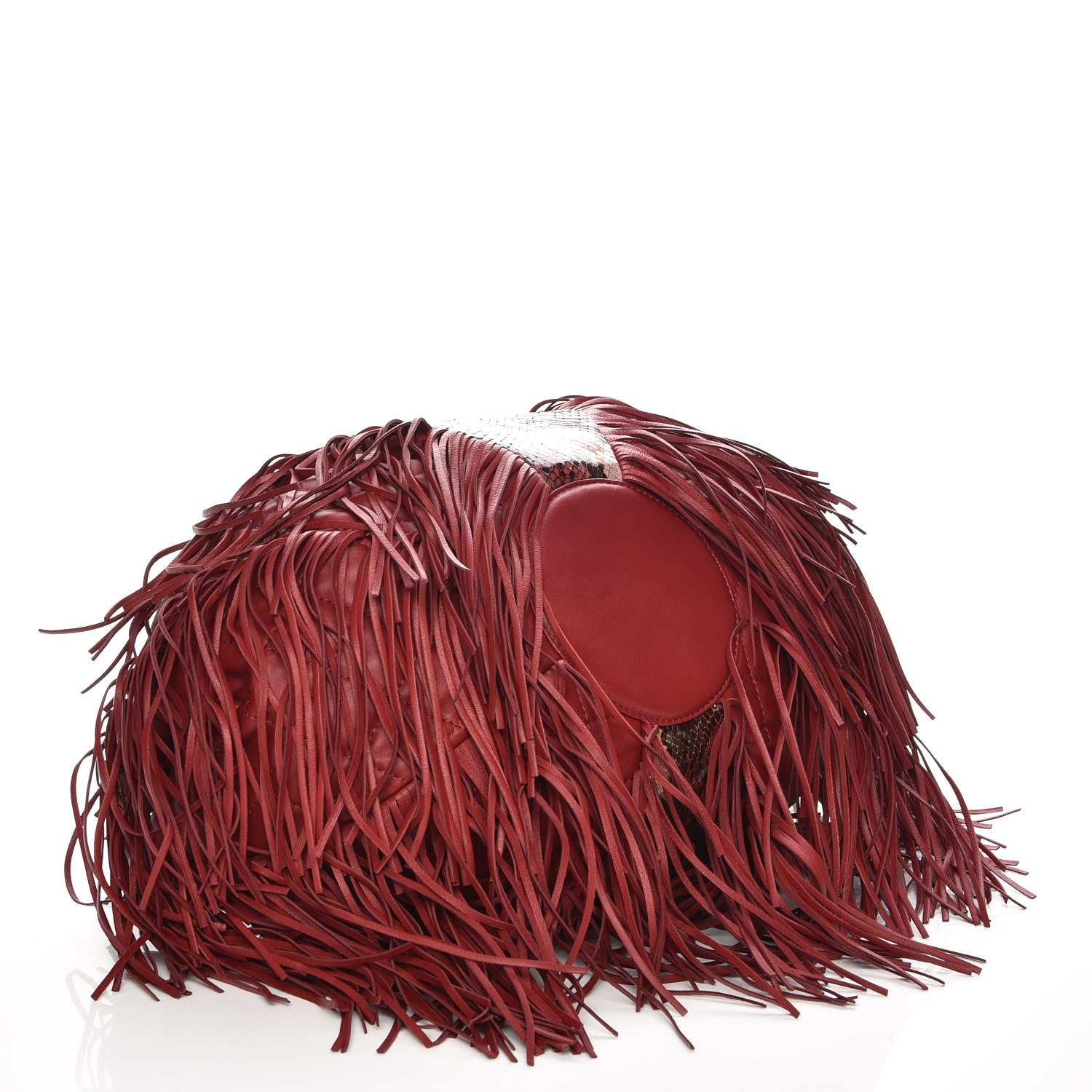 Chanel Lambskin Python Quilted Western Baluchon Fringe Bag Red 4 of 7