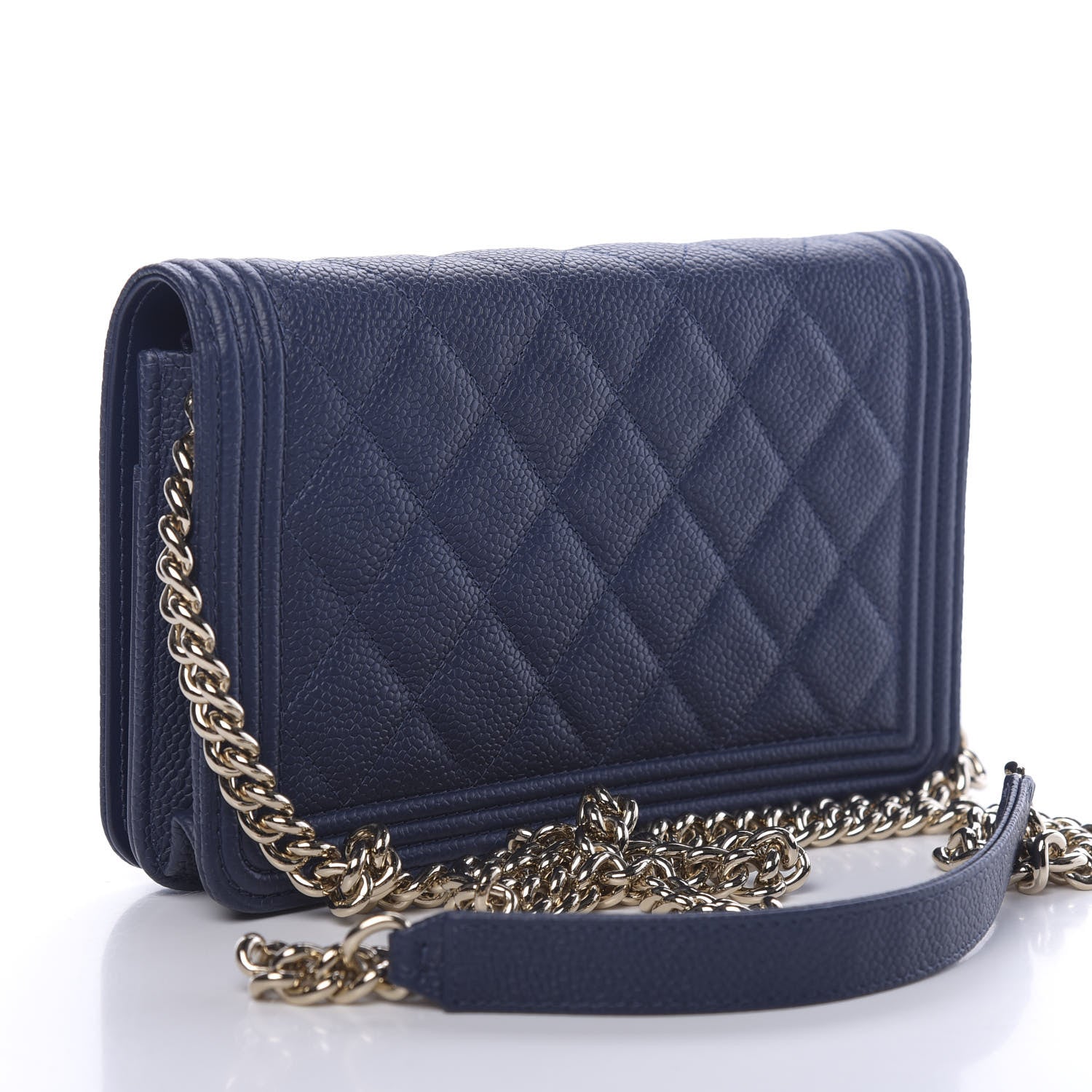 Chanel Caviar Quilted Boy Wallet On Chain WOC Navy 3 of 12