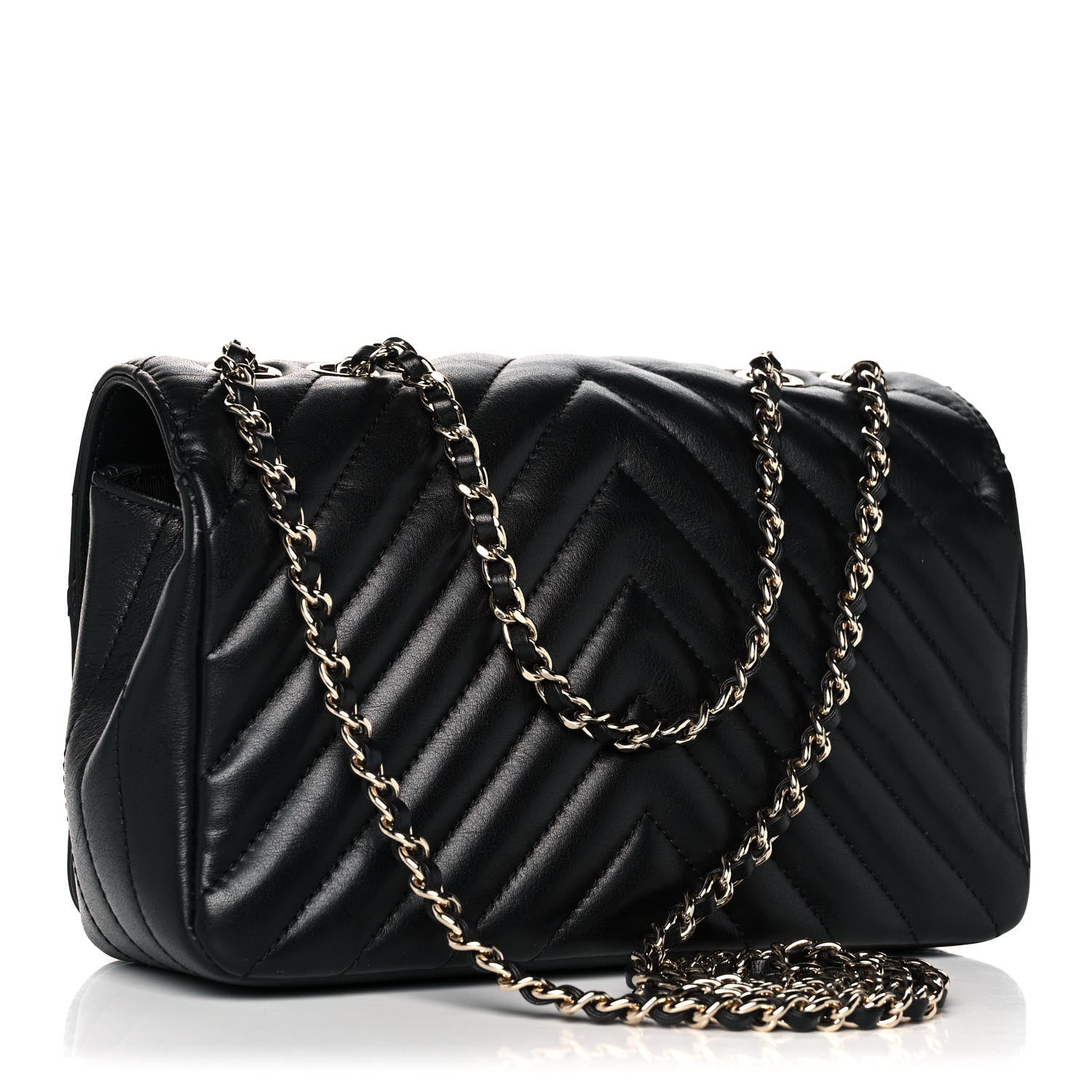 Chanel Calfskin Chevron Quilted Medium Statement Flap Black 3 of 16