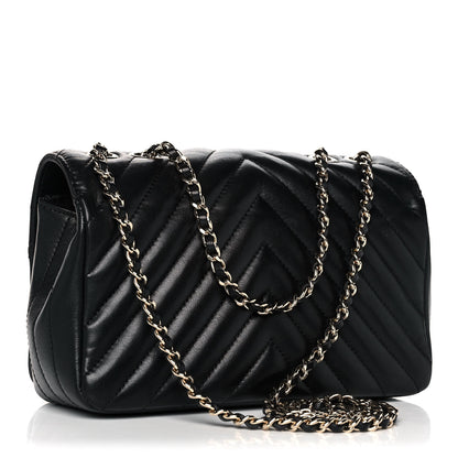 Chanel Calfskin Chevron Quilted Medium Statement Flap Black 3 of 16