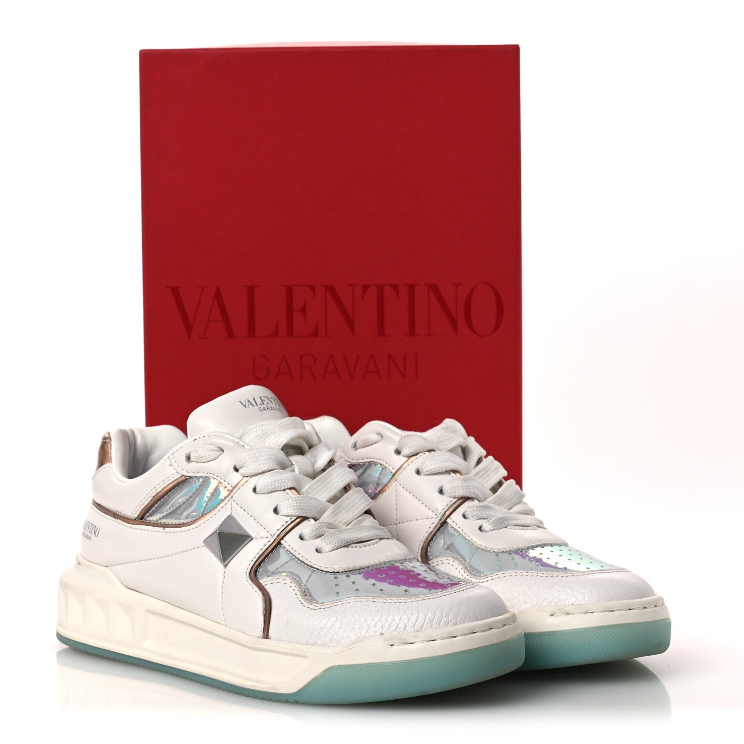 Valentino Garavani Nappa Metallic One Stud Low Top Sneakers 37 White 14 of 14