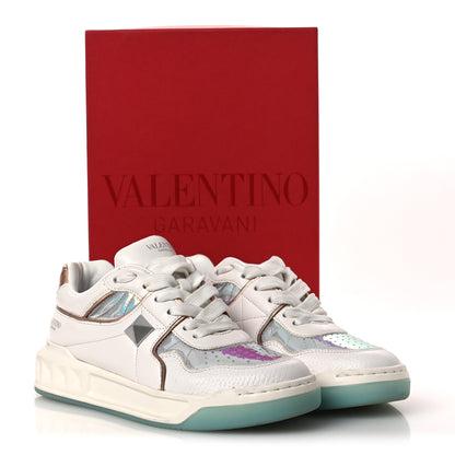 Valentino Garavani Nappa Metallic One Stud Low Top Sneakers 37 White 14 of 14