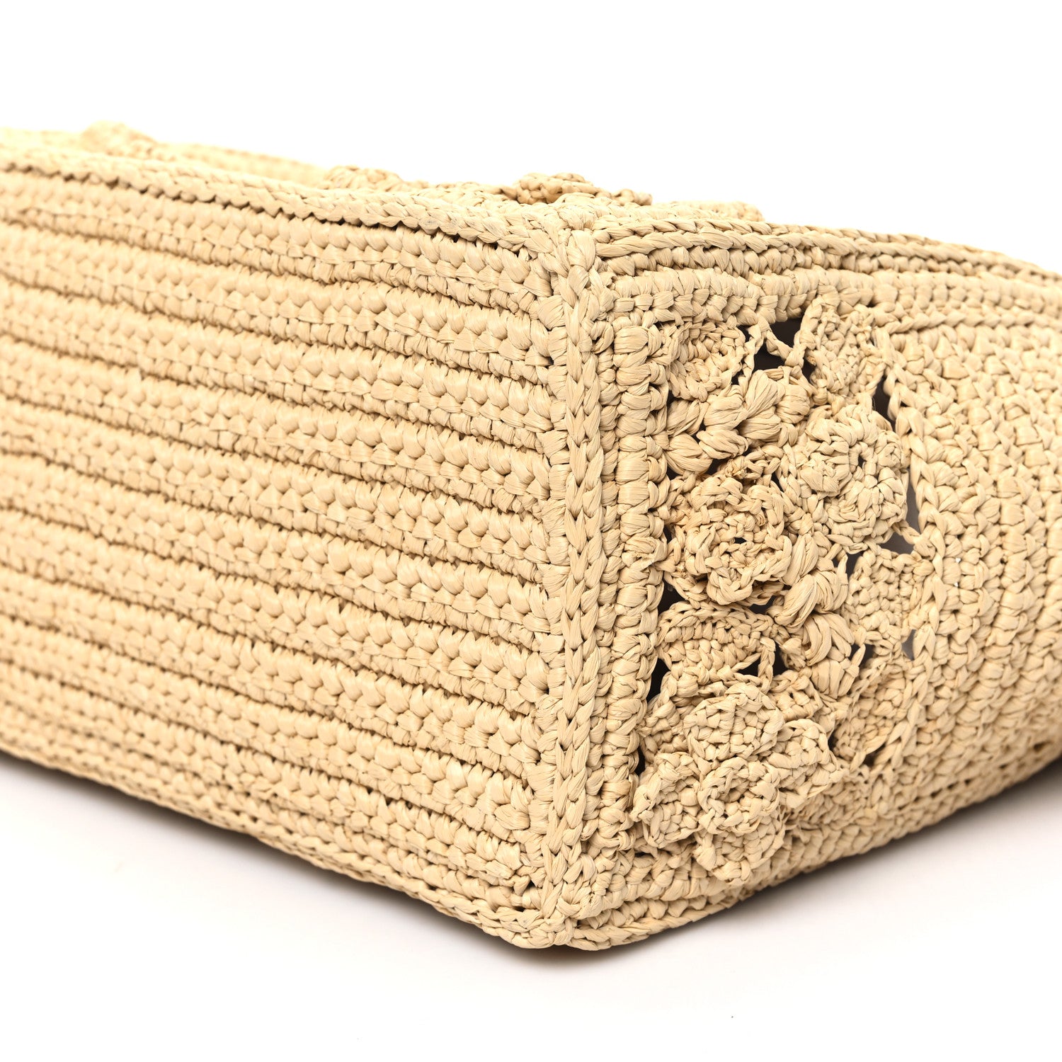 Christian Dior Woven Raffia Floral Embellished Small Book Tote Natural 12 of 13