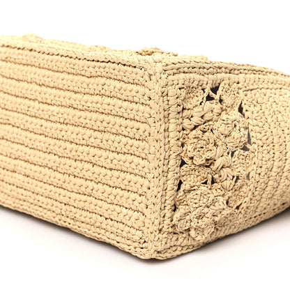 Christian Dior Woven Raffia Floral Embellished Small Book Tote Natural 12 of 13