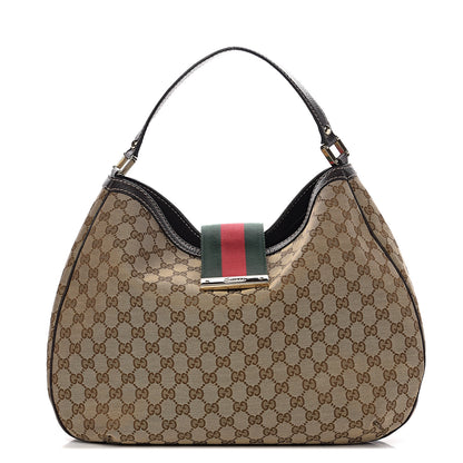 Gucci Monogram Large New Ladies Web Hobo Dark Brown 1 of 9