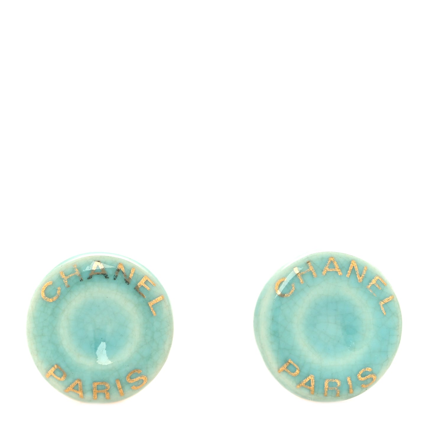 Resin Logo Clip On Earrings Blue