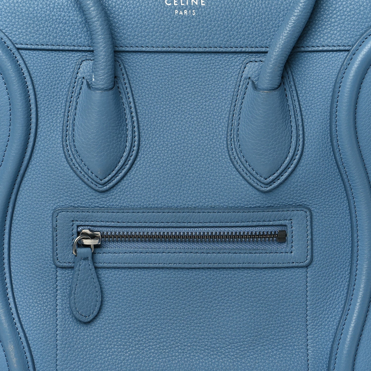Celine Drummed Calfskin Micro Luggage Slate 7 of 9