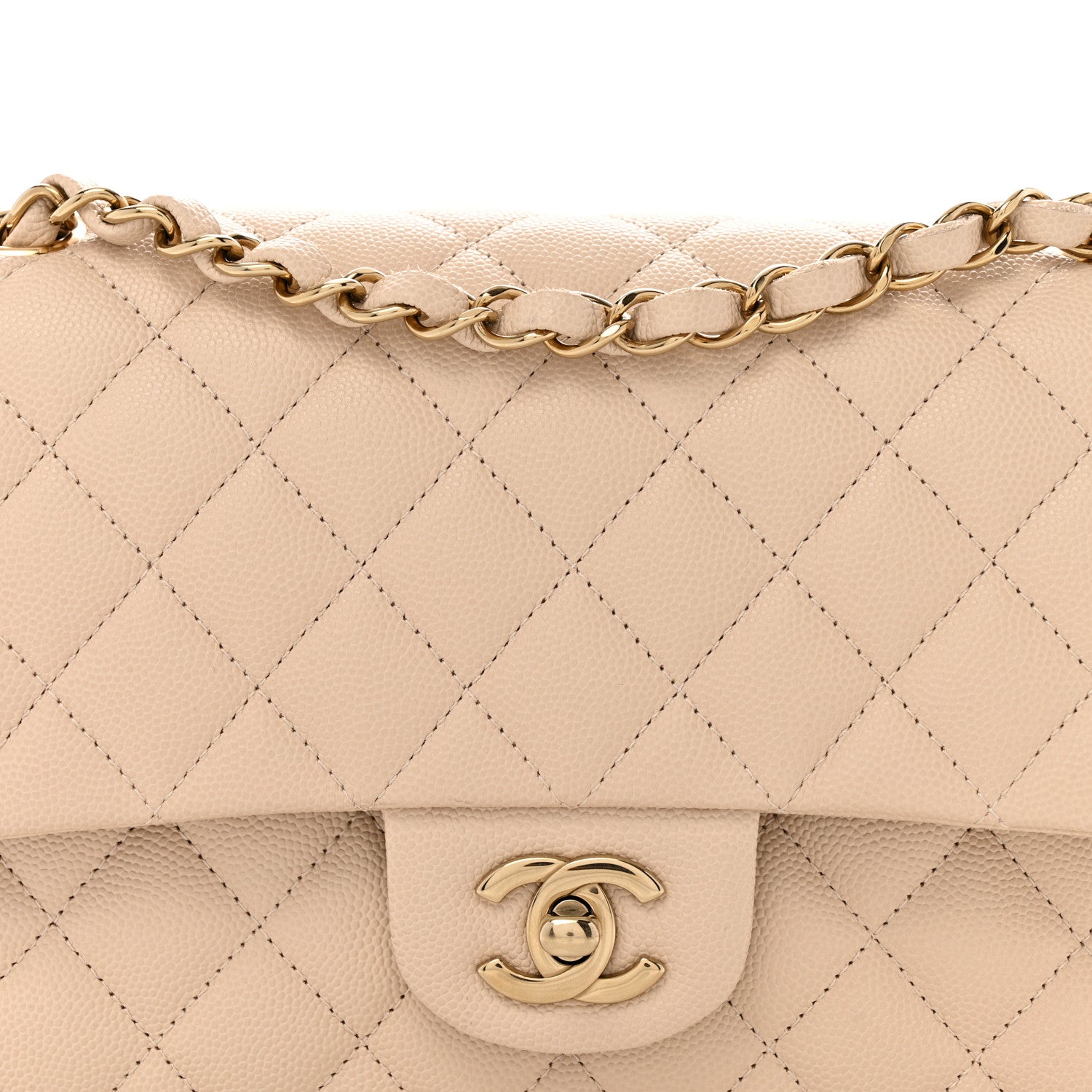 Chanel Caviar Quilted Medium Double Flap Ecru 8 of 12