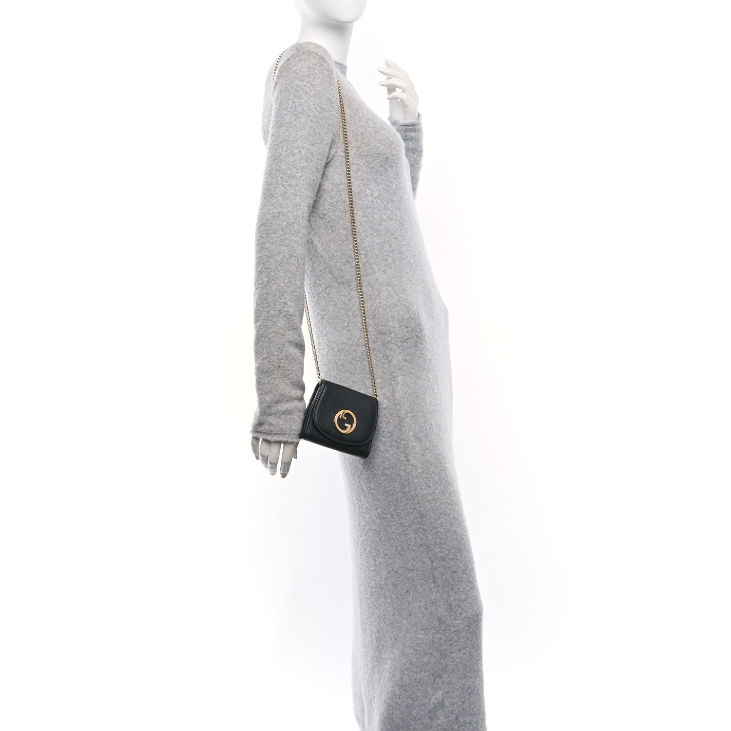 Gucci Roxy Calfskin Medium Blondie Chain Wallet Black 2 of 12