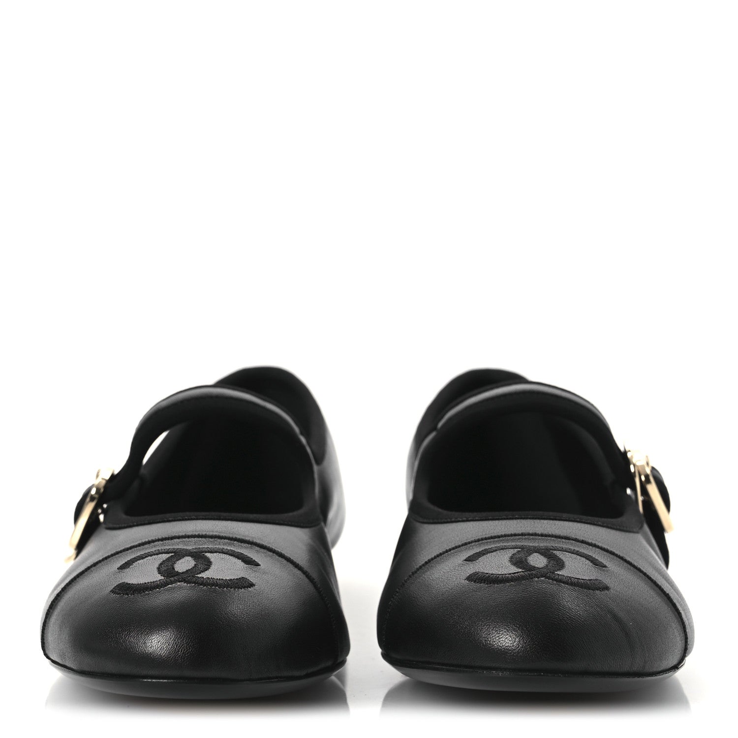 Chanel Lambskin Mary Jane Flats 37.5 Black 2 of 11