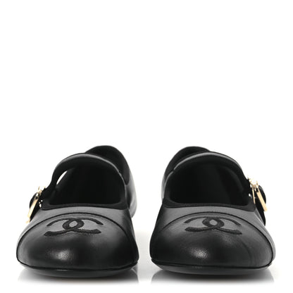 Chanel Lambskin Mary Jane Flats 37.5 Black 2 of 11