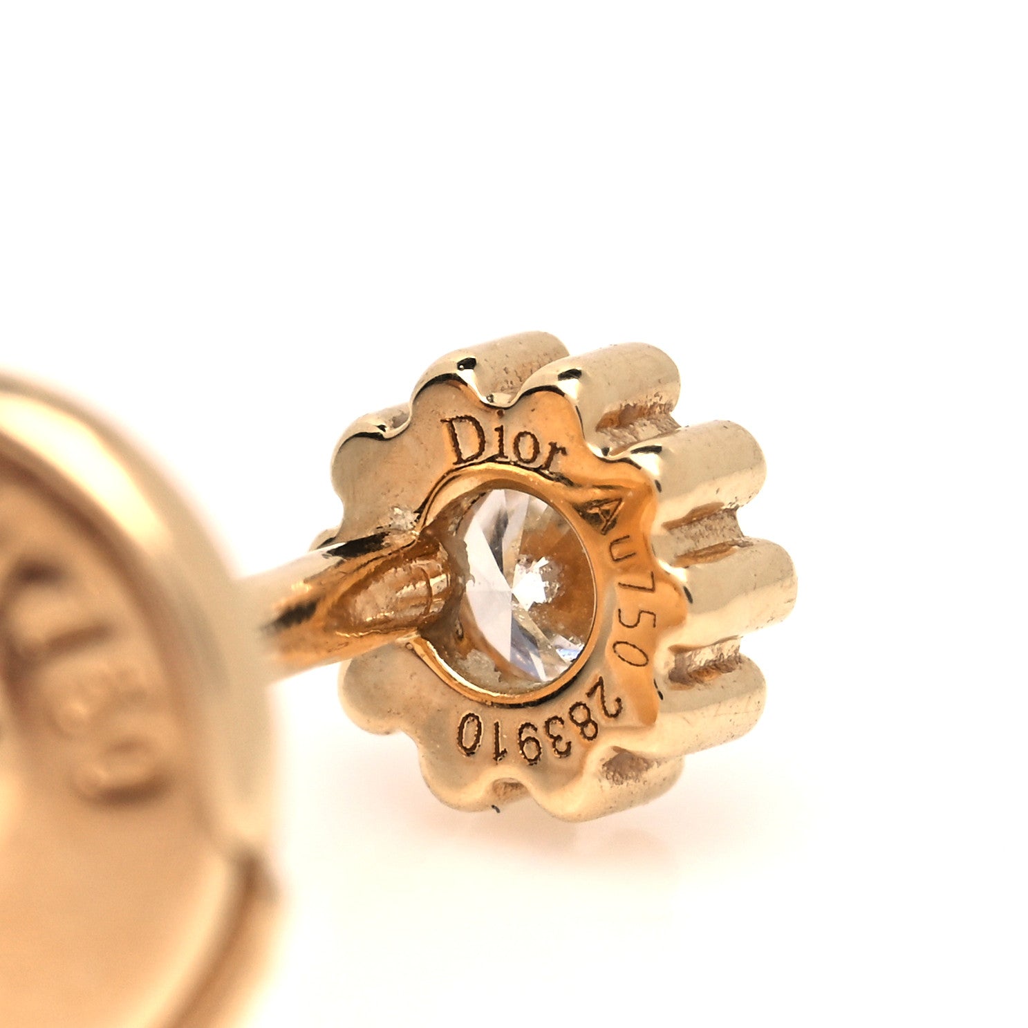 Christian Dior 18K Yellow Gold Diamond Mimirose Single Stud