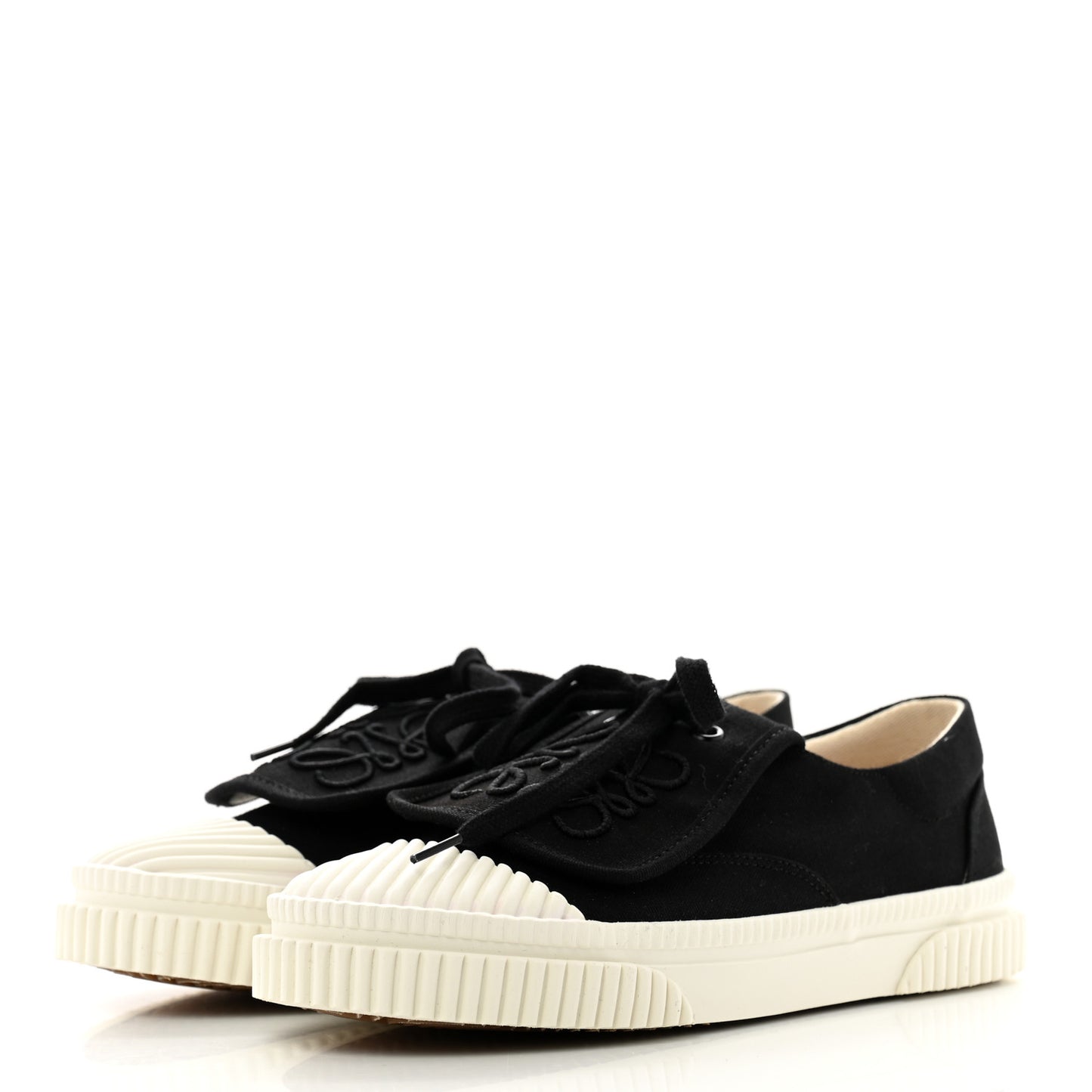 Jacquard Anagram Calfskin Flap Sneakers 35 Black