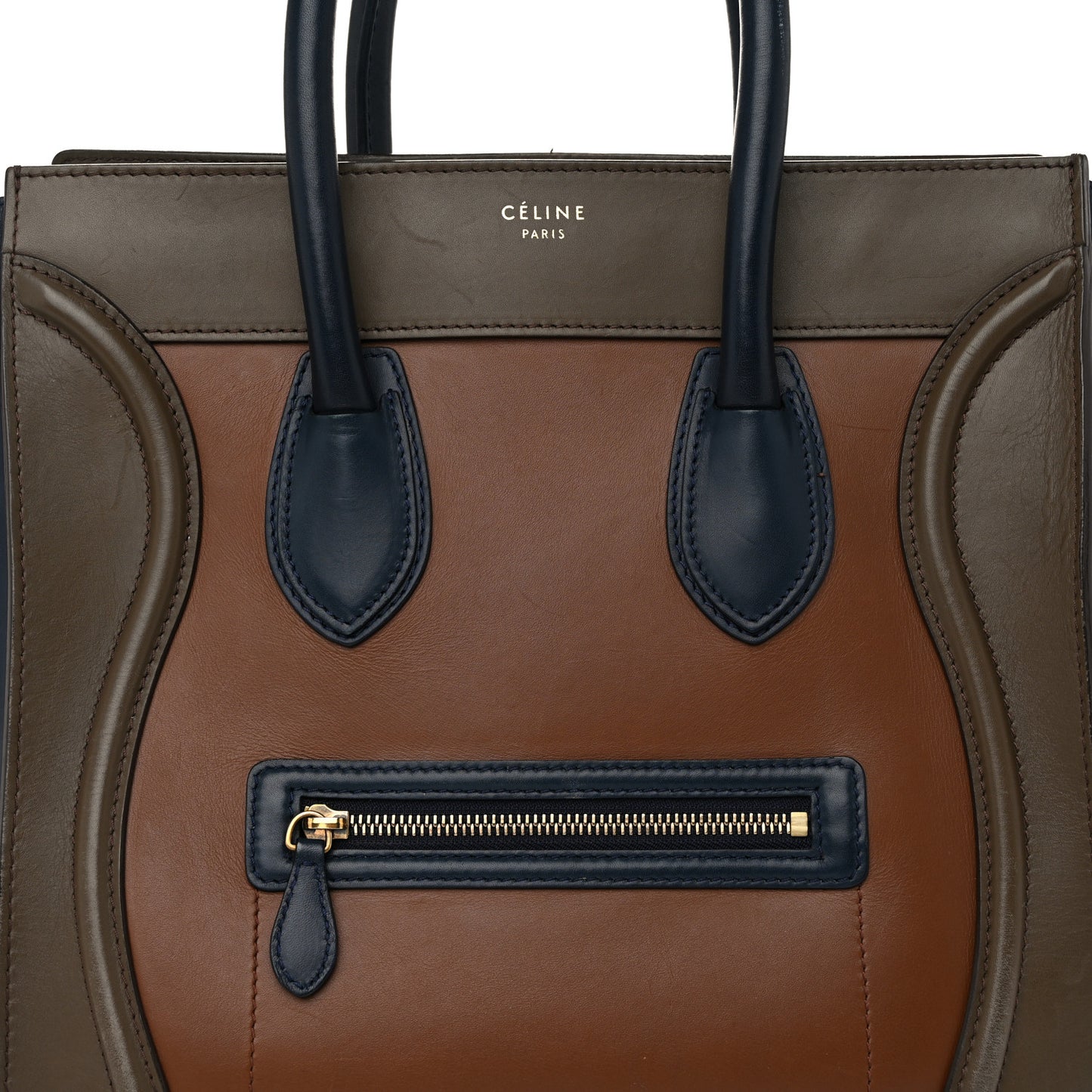 Satin Calfskin Mini Tri-Color Luggage Camel