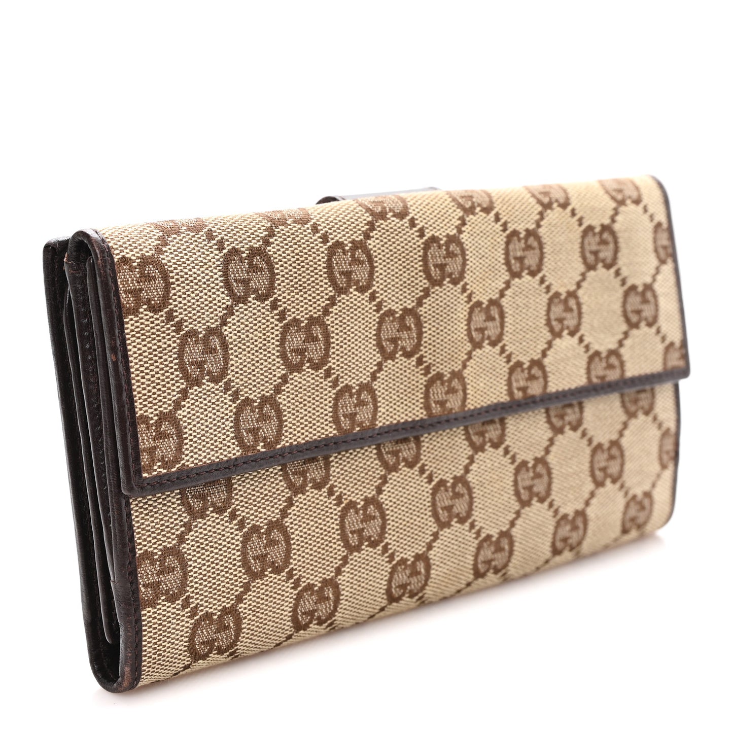 GG Plus Monogram Icon Bar Continental Flap Wallet Dark Brown