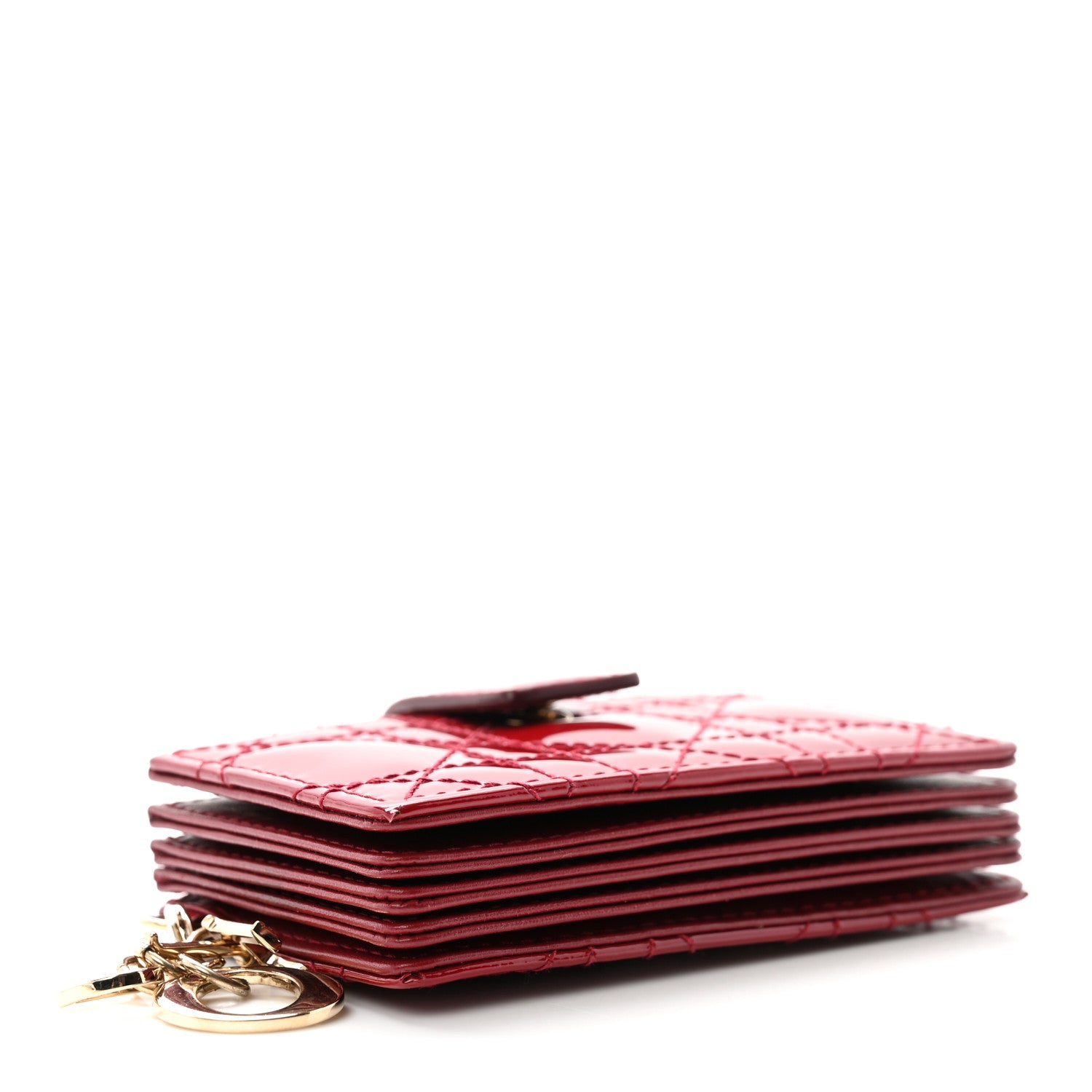 Christian Dior Patent Cannage Lady Dior 5-Gusset Card Holder Rouge Ceris 4 of 7
