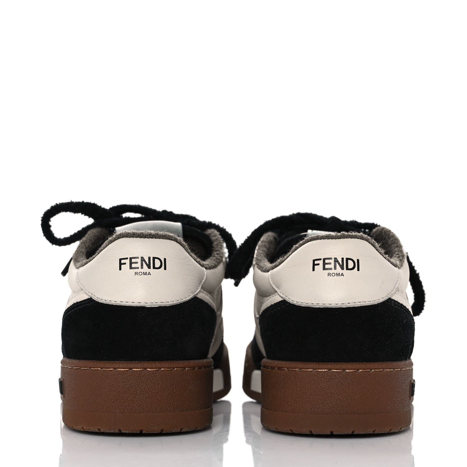Fendi Suede Vitello Fendi Match Low Top Sneakers 37 Milk Black 5 of 12