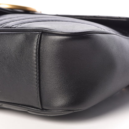 Gucci Calfskin Matelasse Medium GG Marmont Shoulder Bag Black 10 of 11