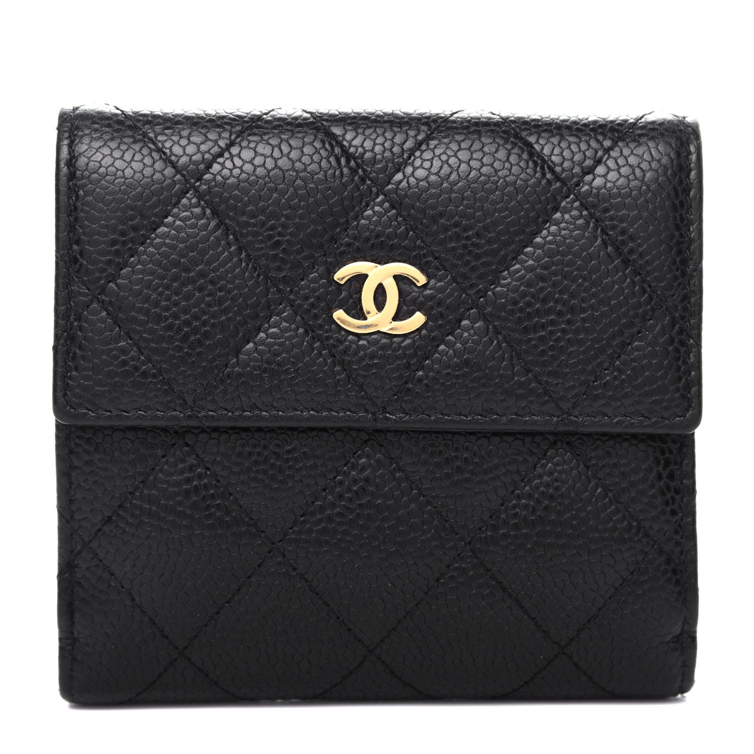 Chanel Caviar Quilted Compact French Flap Wallet Black 1 of 9