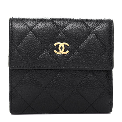 Chanel Caviar Quilted Compact French Flap Wallet Black 1 of 9