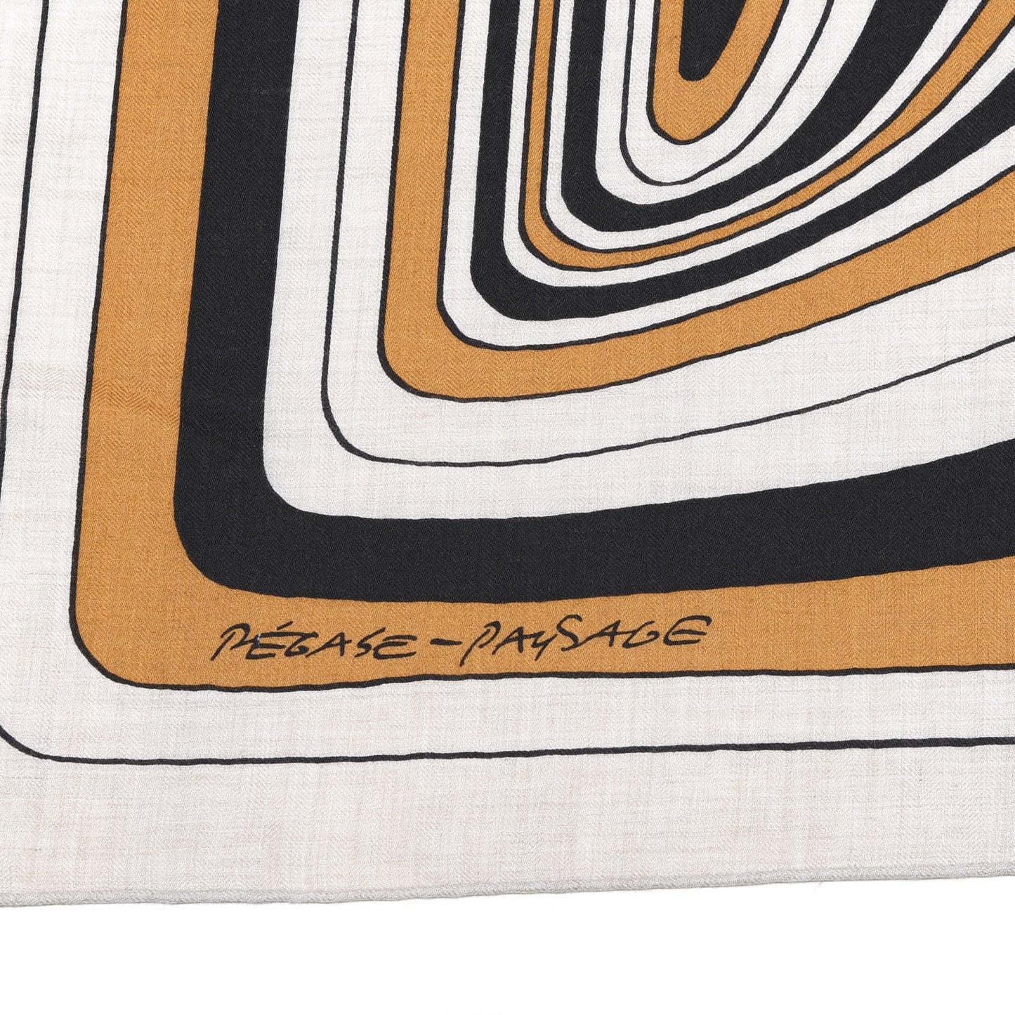 Cashmere Silk Pegase Paysage Shawl 140 Naturel Caramel Black
