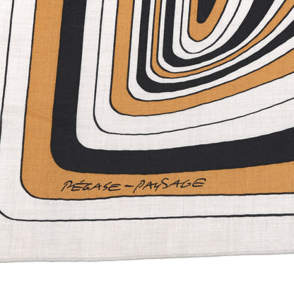 Hermes Cashmere Silk Pegase Paysage Shawl 140 Naturel Caramel Black 2 of 6