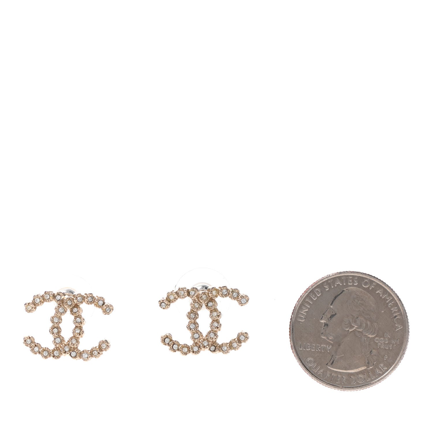 Chanel Crystal CC Earrings Gold 2 of 4