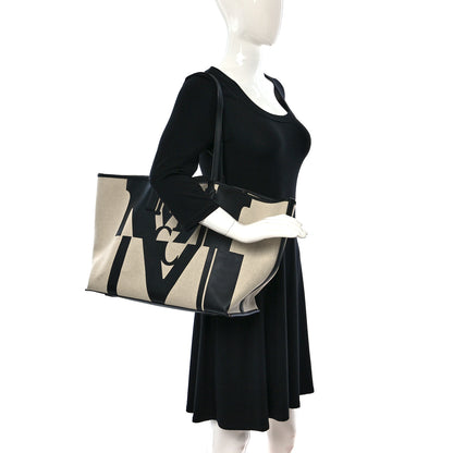 MCM Canvas Glitch Logo Medium Aren Shopper Tote Black White 2 of 16