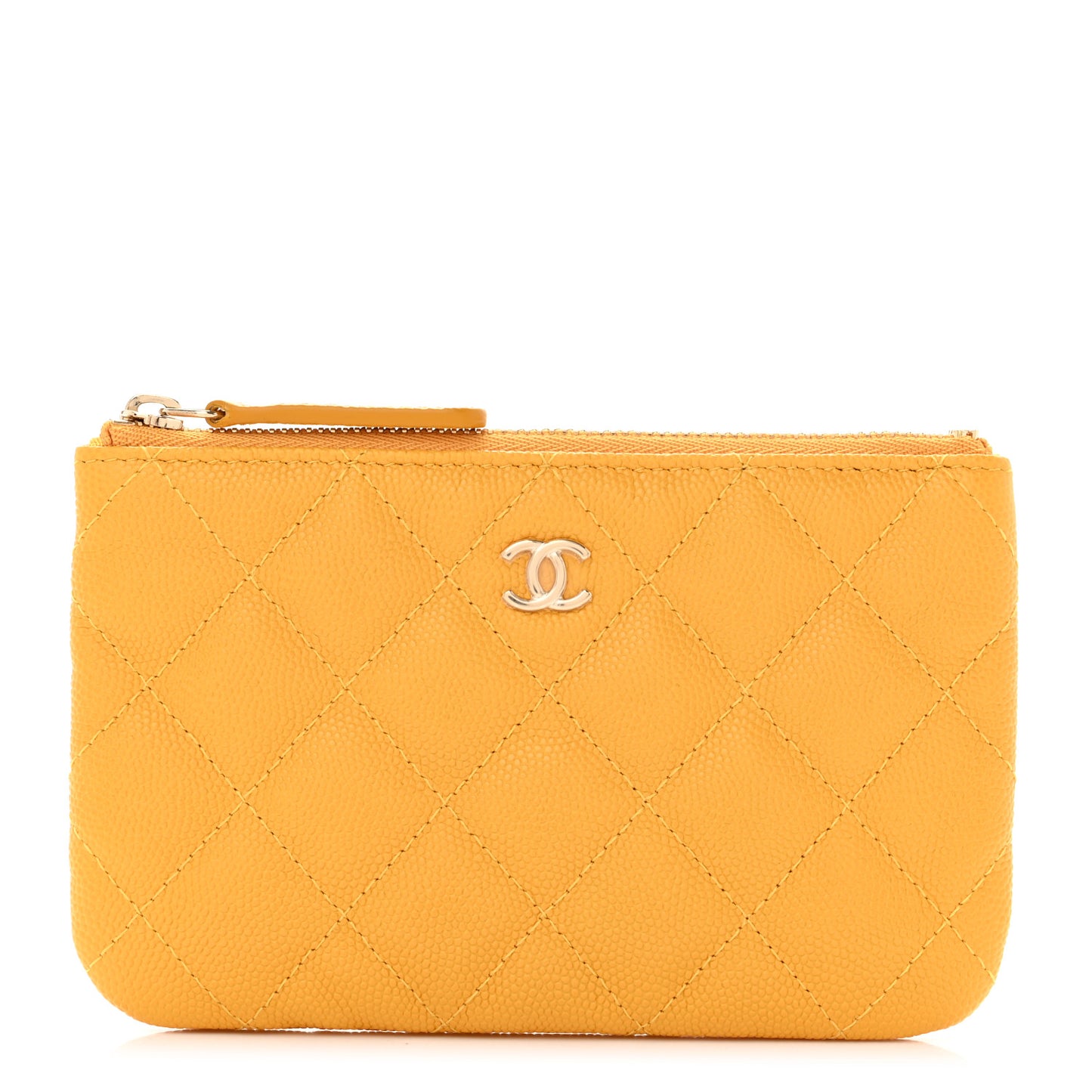 Caviar Quilted Small Cosmetic Case Yellow