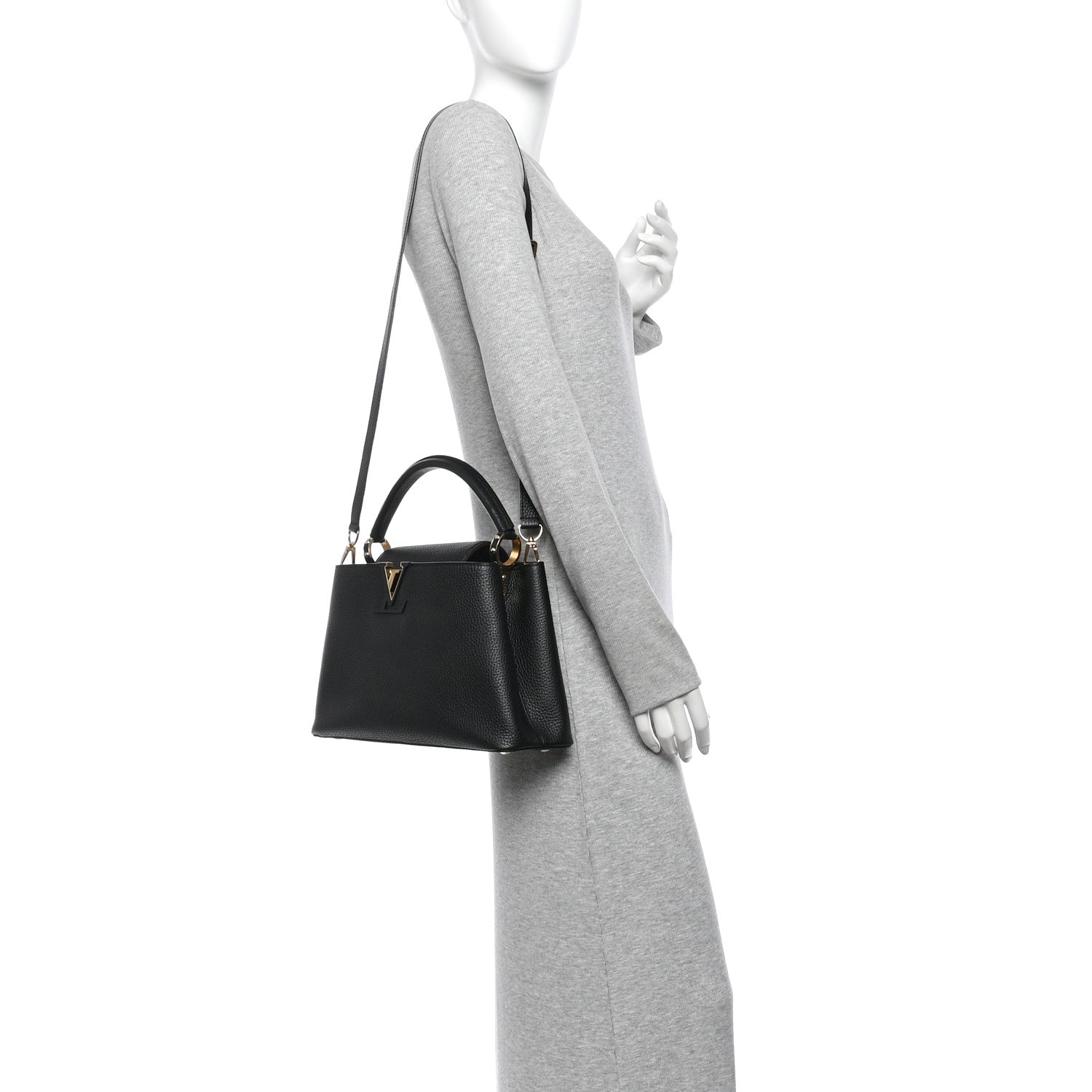 Louis Vuitton Taurillon Capucines PM Black 2 of 9