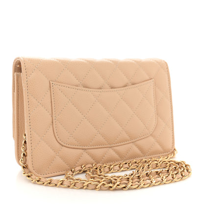 Chanel Caviar Quilted Wallet on Chain WOC Beige 3 of 12