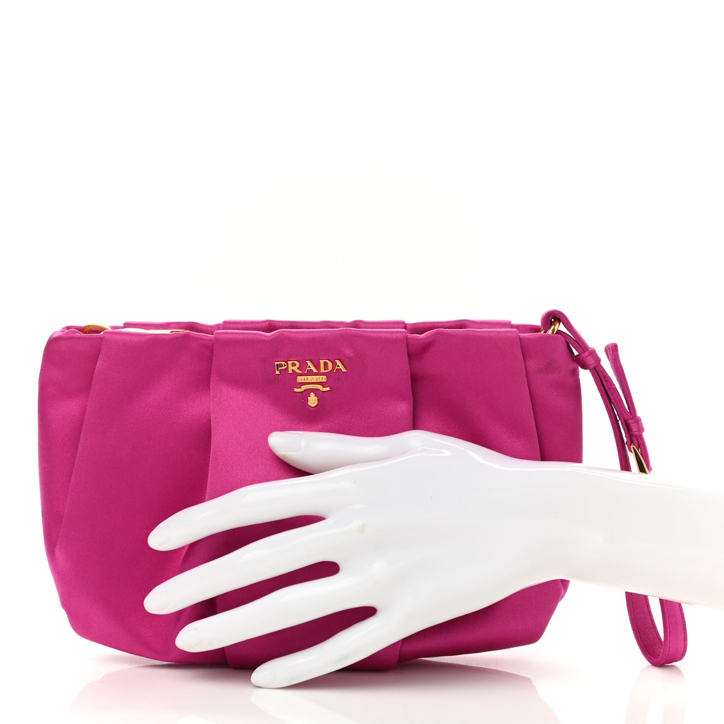 Satin Wristlet Clutch Fuxia