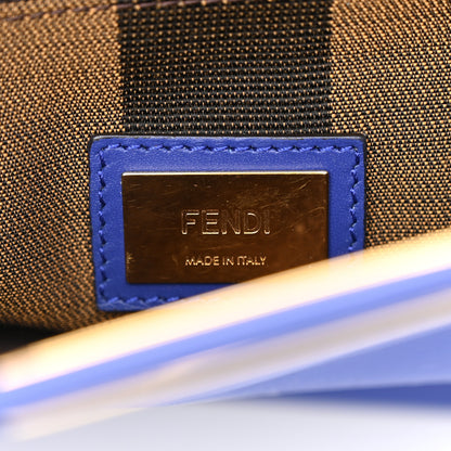 Fendi Vitello Morgan Fabric Jacquard Pequin Medium Peekaboo Iconic Satchel Blue Neon Tobacco 6 of 11