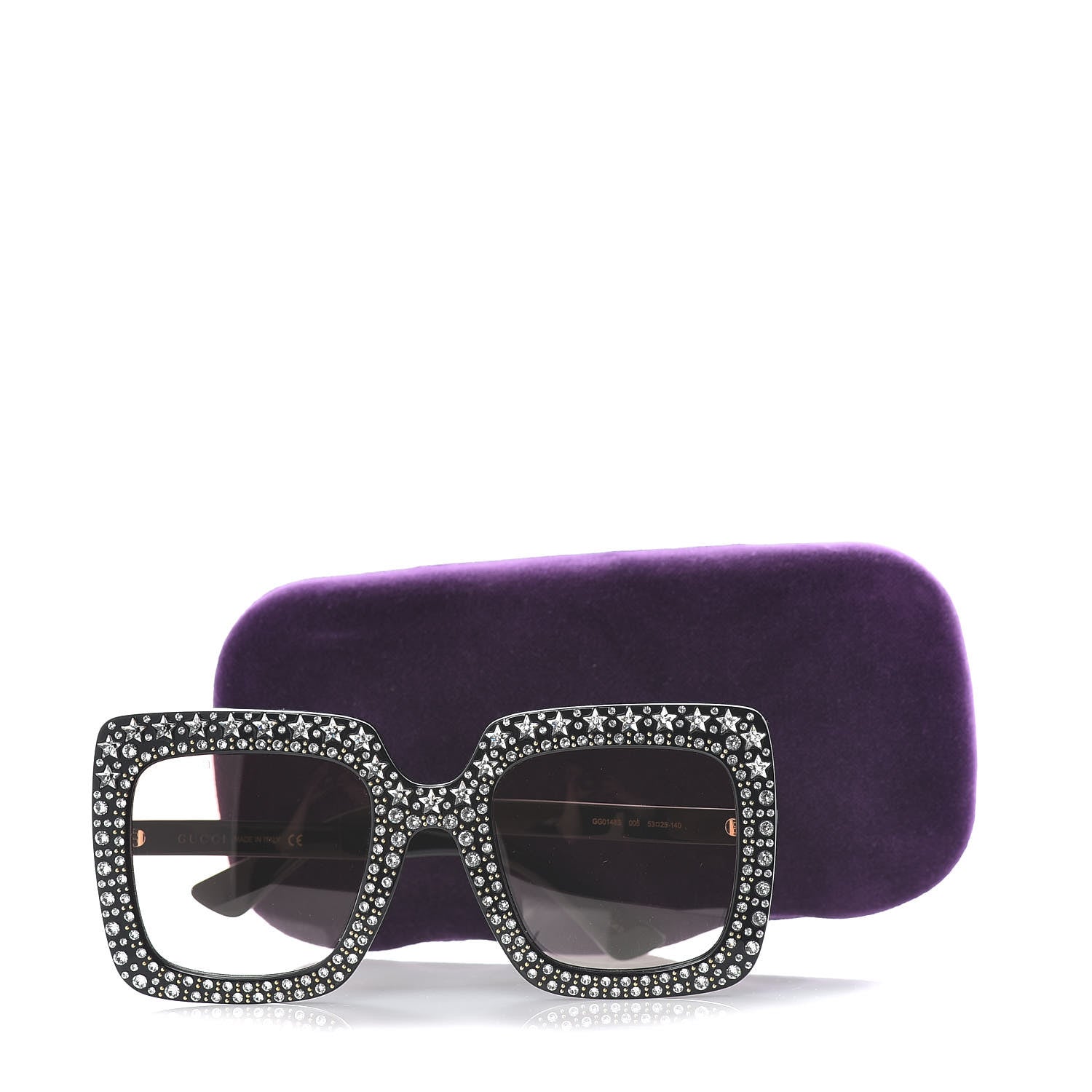 Gucci Acetate Crystal Oversize Sunglasses GG0148S Black 7 of 7