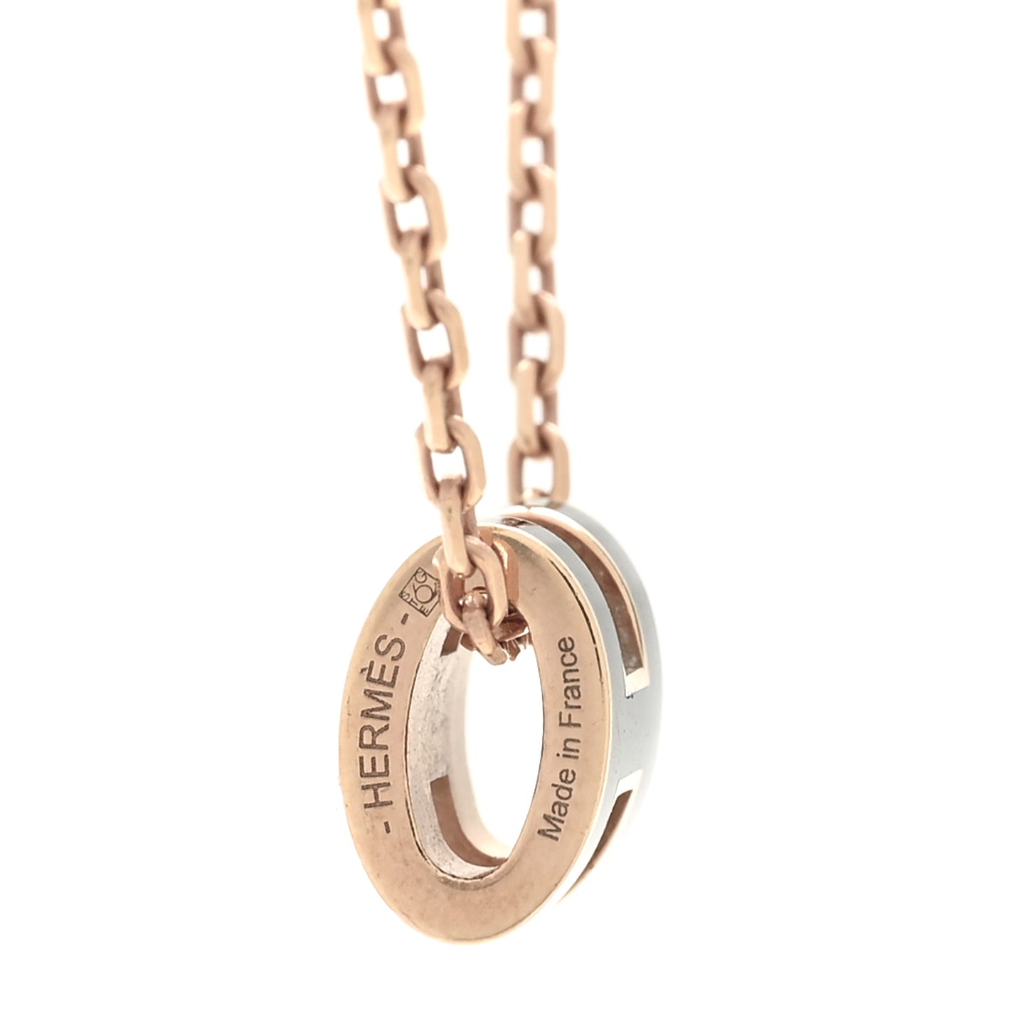 Lacquered Rose Gold Mini Pop H Pendant Necklace Black