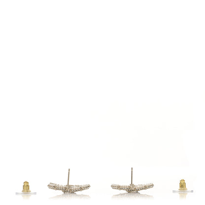 Chanel Crystal Baguette Pearl CC Earrings Gold Pearly White 3 of 4