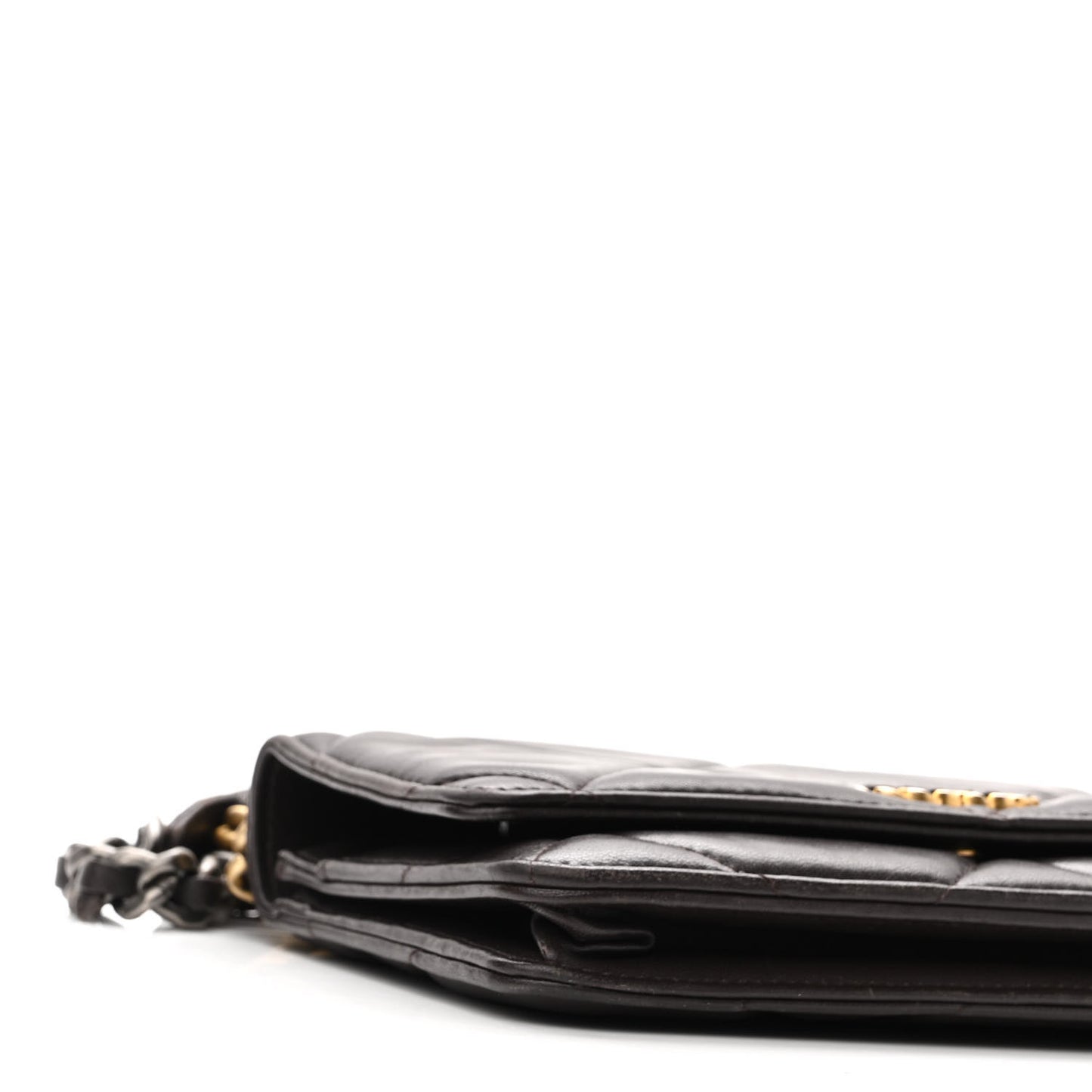 Lambskin Quilted Chanel 19 Wallet On Chain WOC Dark Brown