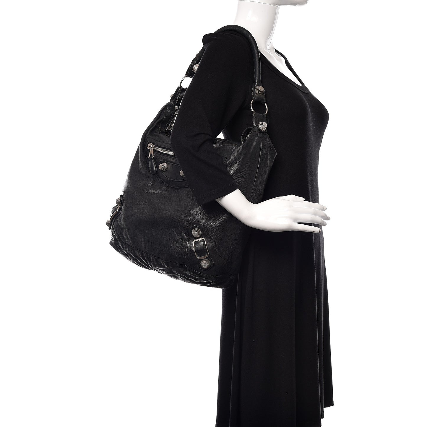 Agneau Giant 21 Silver Hardware Day Hobo Black
