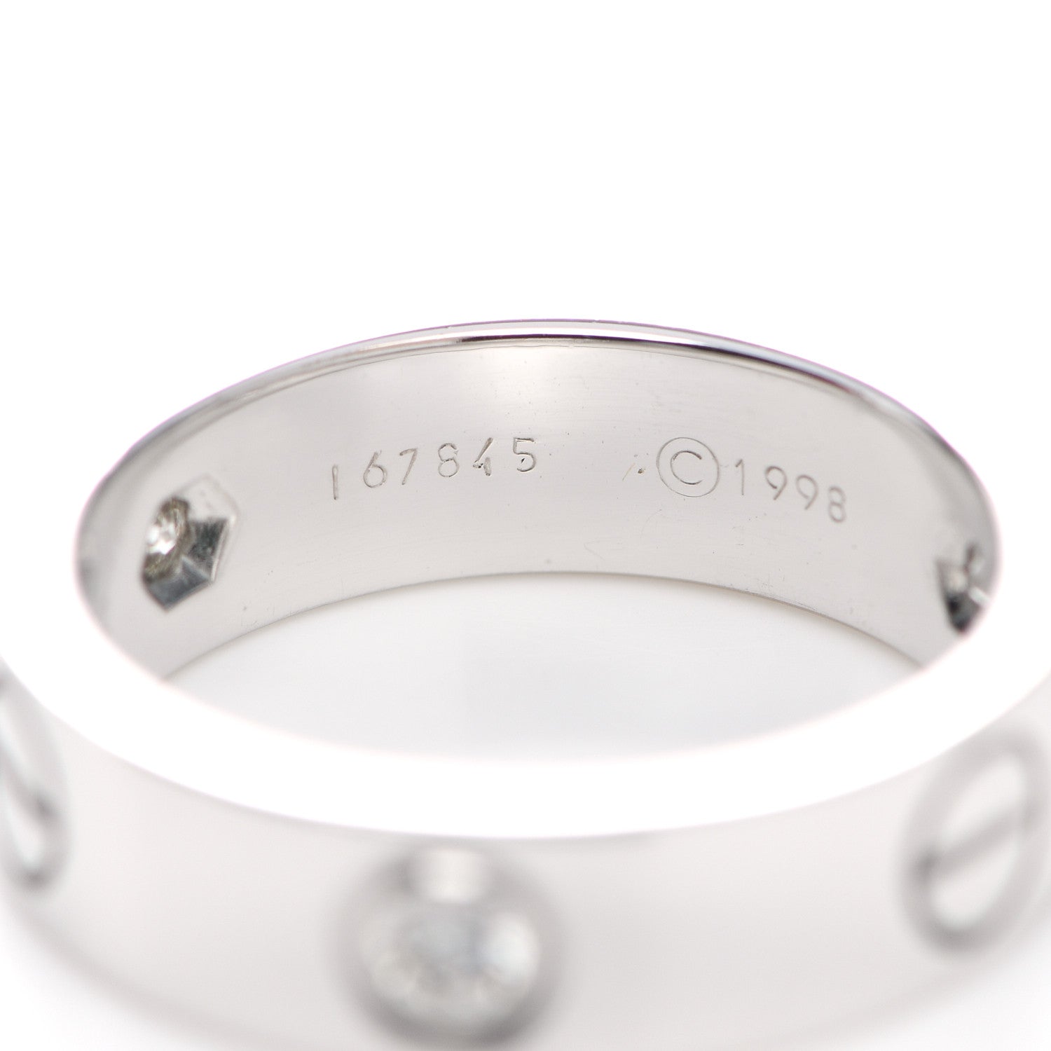 Cartier 18K White Gold 3 Diamond 5.5mm LOVE Ring 52 6 5 of 6