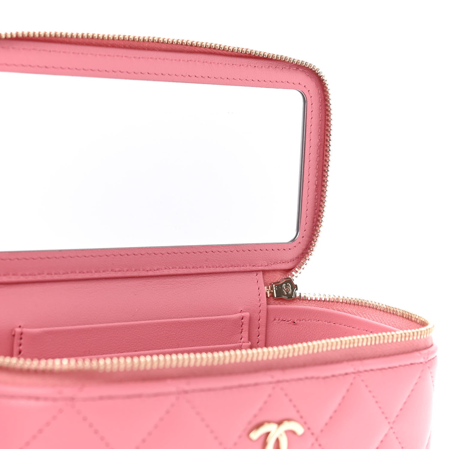 Chanel Lambskin Quilted Small Top Handle Vanity Case With Chain Dark Pink 6 of 12