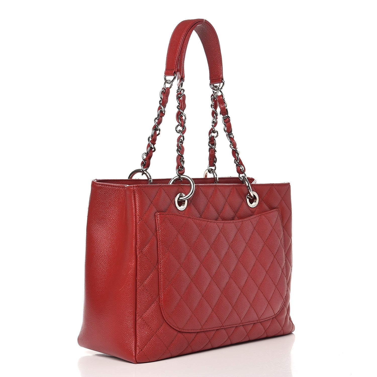Chanel Caviar Quilted Grand Shopping Tote GST Red 3 of 9