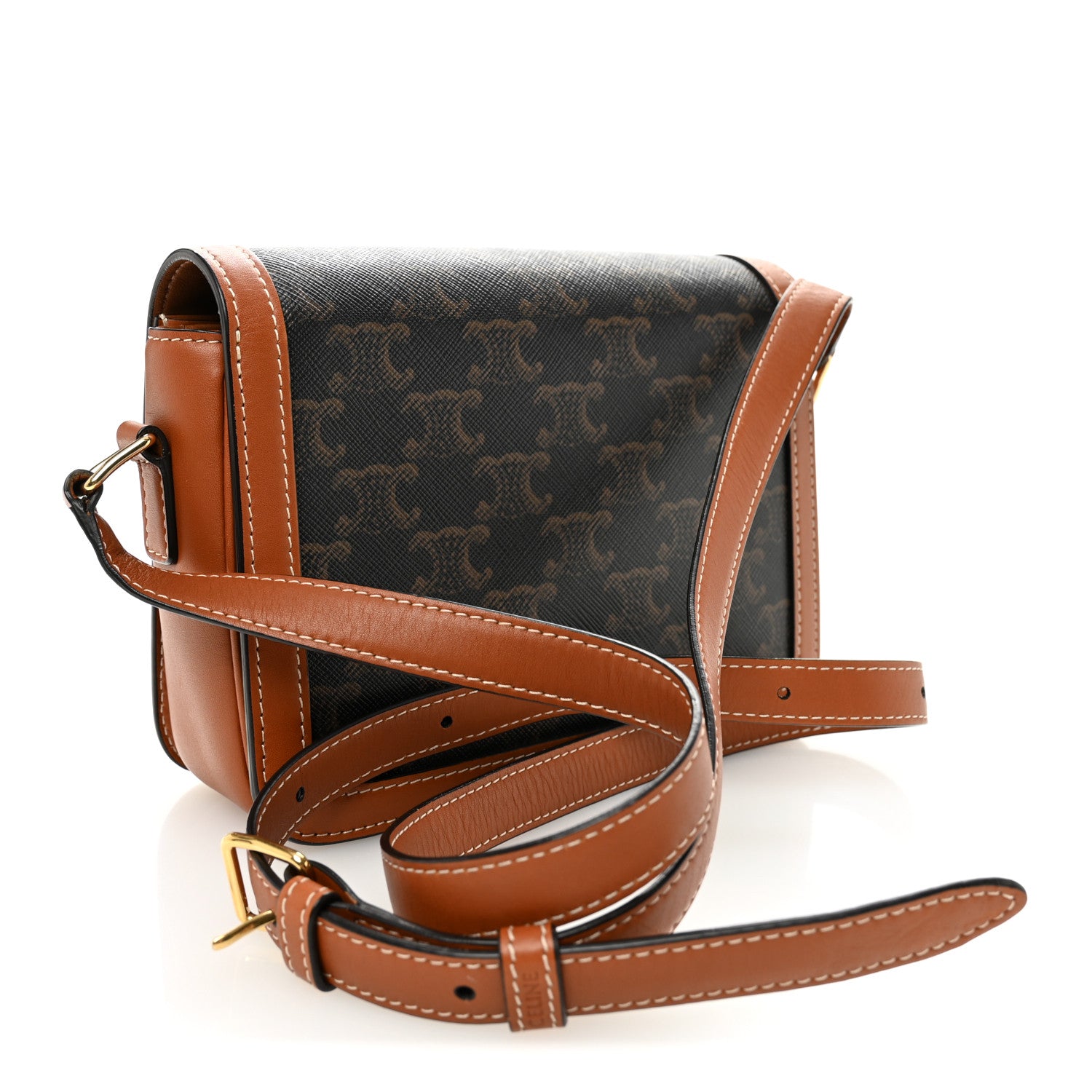 Celine Calfskin Triomphe Canvas Teen Triomphe Bag Tan 3 of 12