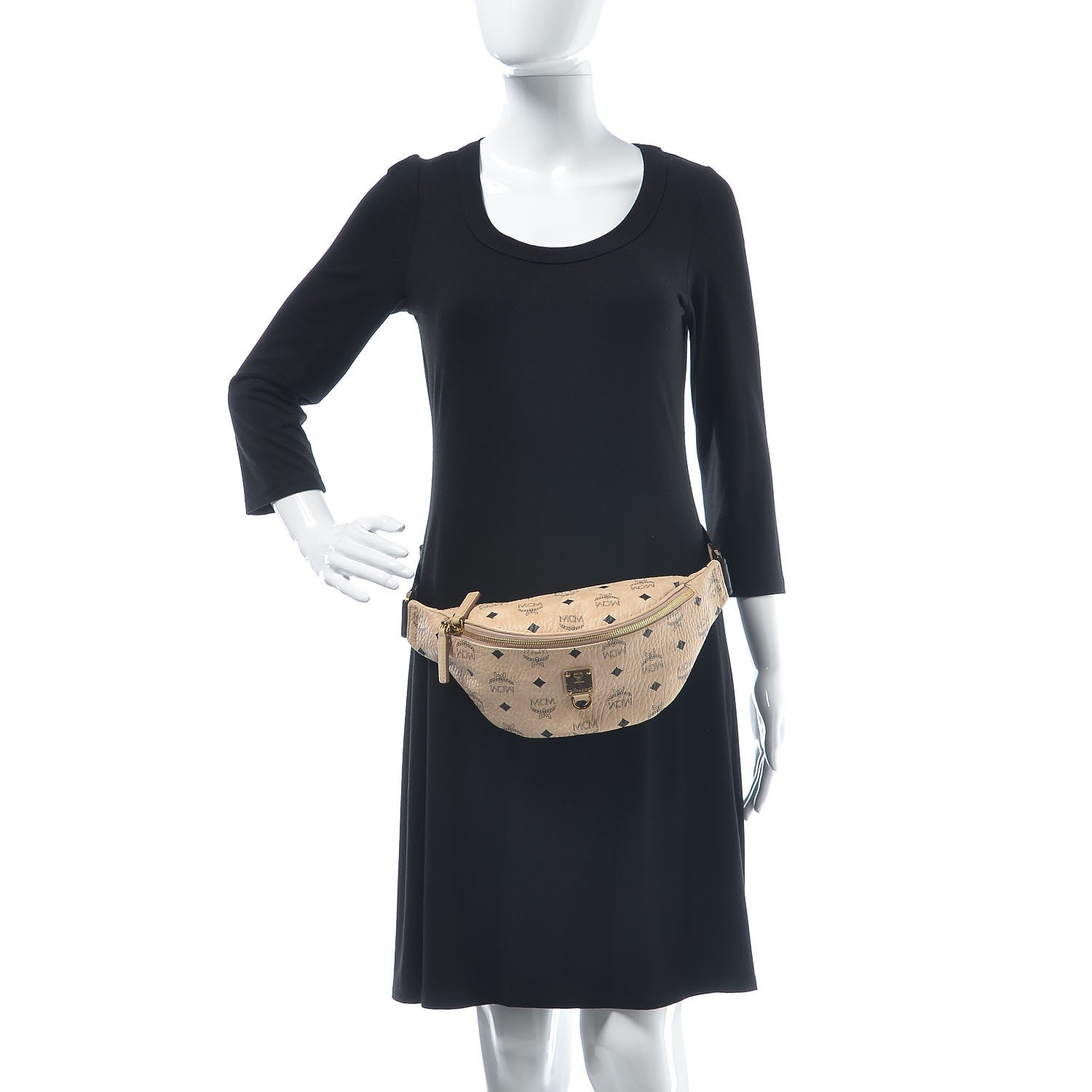 MCM Visetos Stark Belt Bag Beige 2 of 8