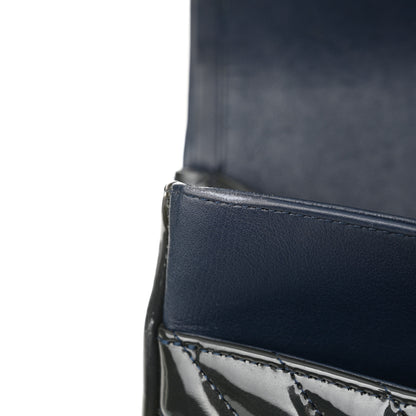Chanel Patent Chevron Quilted Jumbo Double Flap Navy 12 of 18